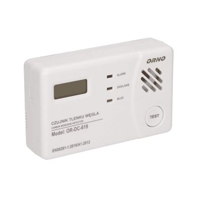 Bateryjny czujnik tlenku węgla (czadu) z wyświetlaczem, prostokątny, 3xAA TEST OR-DC-619-TEST ORNO (OR-DC-619-TEST)